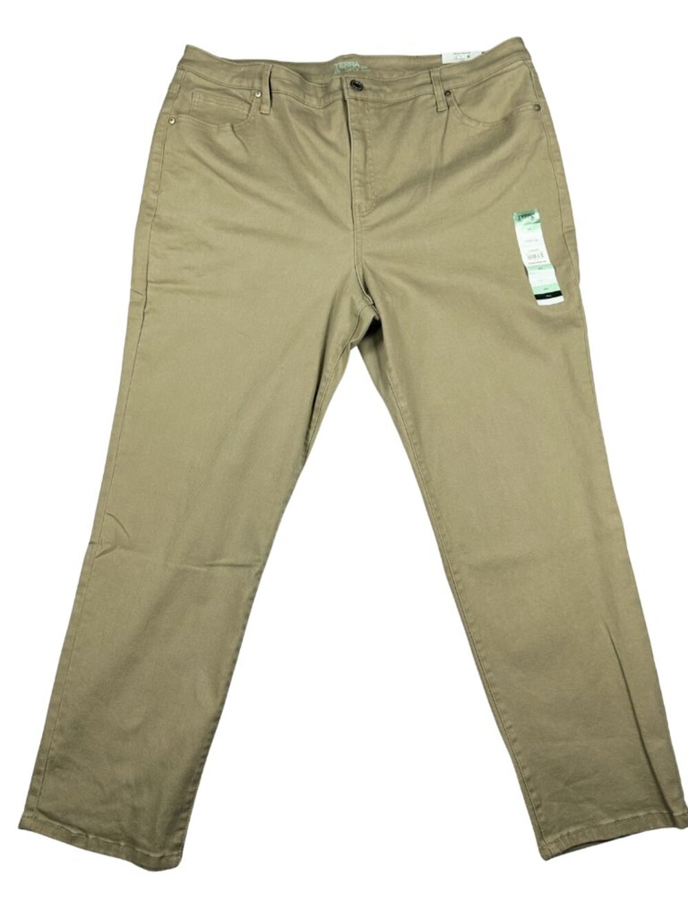Terra & Sky Women's Plus Size 18W Quinn Khaki Straight Leg Jeans NWT